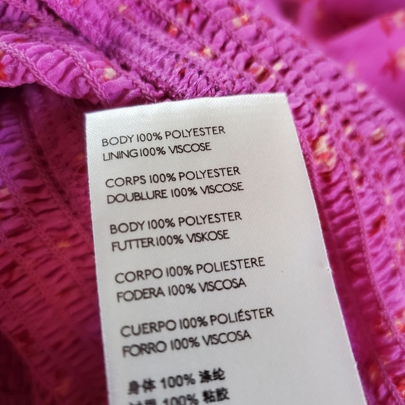 Free People Lolita Smocked Peasant Top Pink Floral Square Neck Cottage Boho Sm - Picture 9 of 12